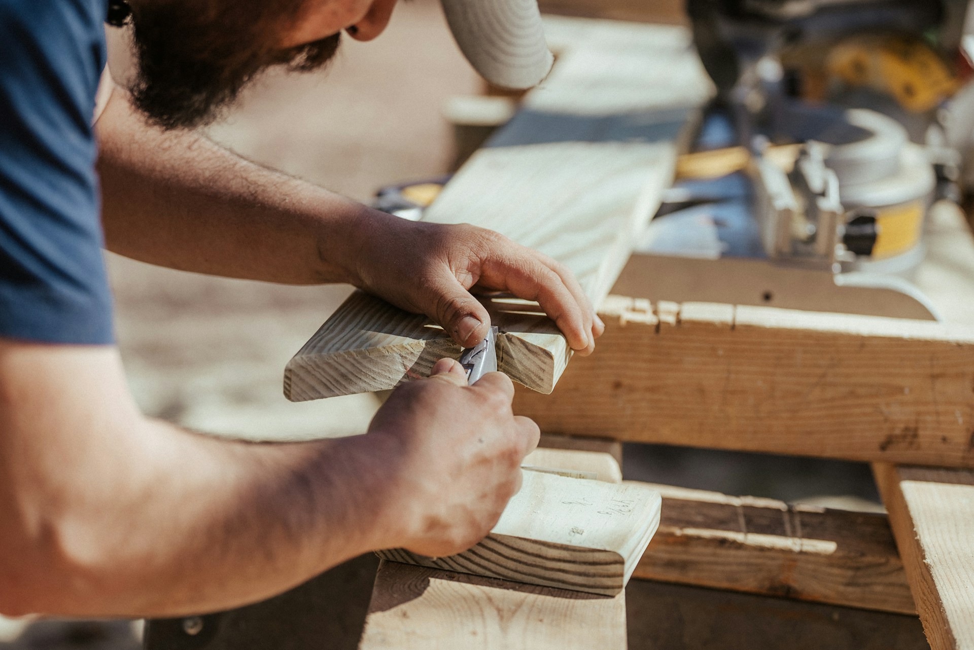 A carpenter working on a home remodel.